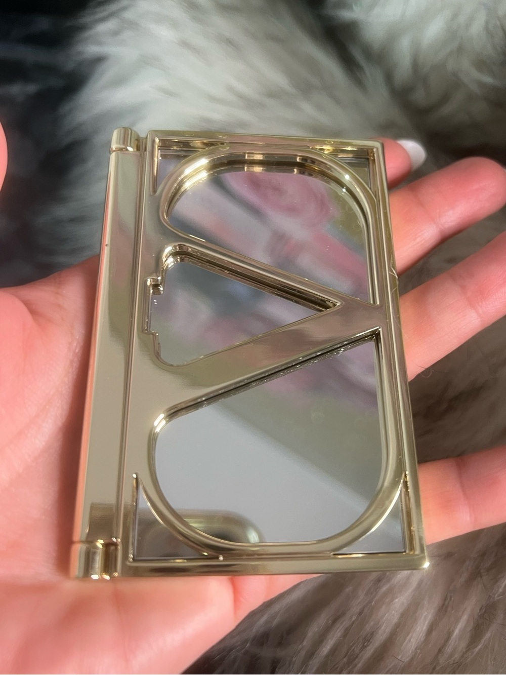 Valentino Gold V-Logo Compact Mirror